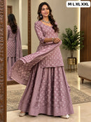 SG Designer Lavender Printed Sharara Suit