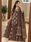 SG Designer elegant Brown Printed Sharara Suit