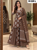 SG Designer elegant Brown Printed Sharara Suit