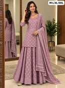 SG Designer Lavender Printed Sharara Suit
