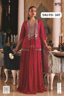 S4U FD 347 Wine Premium Designer Embroidered Gown