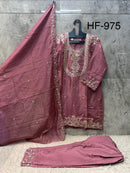 Hoor Tex Hf 975 A Premium Heavy Roman Glass Silk Pakistani Suit