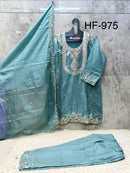 Hoor Tex Hf 975 D Premium Heavy Roman Glass Silk Pakistani Suit