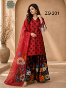 Zahra Glamour Zg 201 Premium Digital Floral Printed Suit