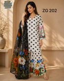 ZAHRA GLAMOUR. ZG 202 Premium Digital Floral Printed Suit