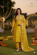 Baazora 735 Premium Mustard Silk Embroidered Suit
