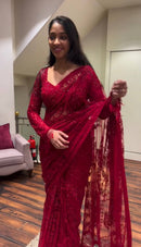 ST 488 Faux Georgette Heavy Embroidery Sequins Work Saree