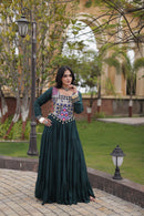 LW 9351 C Designer Reyon Gota Patti Lace Work Gown