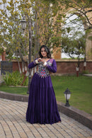 LW 9351 A Designer Reyon Gota Patti Lace Work Gown