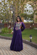 LW 9351 A Designer Reyon Gota Patti Lace Work Gown