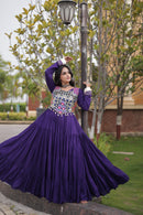 LW 9351 A Designer Reyon Gota Patti Lace Work Gown