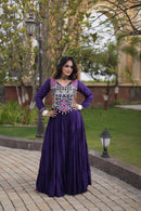LW 9351 A Designer Reyon Gota Patti Lace Work Gown