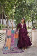 LW 9275 B Premium Roman Fabrics Frill Stitching Gown