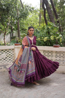 LW 9275 B Premium Roman Fabrics Frill Stitching Gown