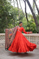 LW 9275 A Premium Roman Fabrics Frill Stitching Gown