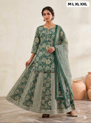 SF 898 B Bottle Green Floral Printed Anarkali Suit