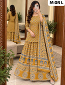 SF 898 D Mustard Yellow Printed Sharara Suit
