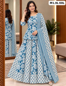 SF 898 F Blue & White Floral Printed Sharara Suit