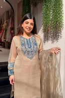AN 899 Crunchy Silk  Heavy Embroidery Work Designer Suit
