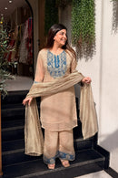 AN 899 Crunchy Silk  Heavy Embroidery Work Designer Suit