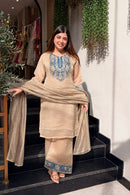AN 899 Crunchy Silk  Heavy Embroidery Work Designer Suit