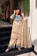 AN 899 Crunchy Silk  Heavy Embroidery Work Designer Suit