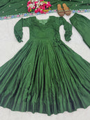 ND 5076 Designer Heavy Vichitra Silk Anarkali Gown
