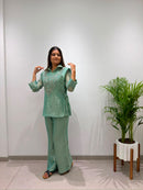 BE 484 A Premium Salsa Silk Designer Co Ord Set