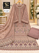 Bin Saeed  IC 427 A Chiffon Fabric Heavy Hand Work Pakistani Suit