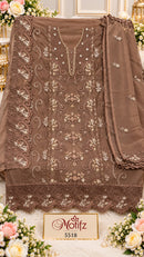 Motifz 5518 B Designer Siffon Embroidery Khatli Work Pakistani Suit