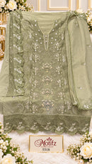 Motifz 5518 C Designer Siffon Embroidery Khatli Work Pakistani Suit