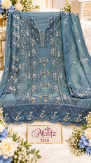 Motifz 5518 A Designer Siffon Embroidery Khatli Work Pakistani Suit