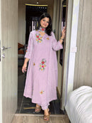 LG 2152 B Designer Air Tex Chinon Embroidery Patch Work Suit