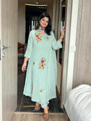 LG 2152 C Designer Air Tex Chinon Embroidery Patch Work Suit