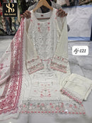Bin Saeed Aj 121 D Pure Rayon Chikankari Work Pakistani Suit
