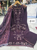 Bin Saeed Aj 121 C Pure Rayon Chikankari Work Pakistani Suit