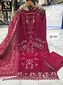 Bin Saeed Aj 121 B Pure Rayon Chikankari Work Pakistani Suit