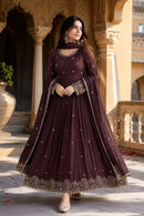 SSC 727 Heavy Chinon Silk Embroidery Work Anarkali Gown