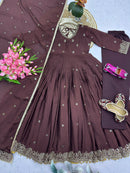SSC 727 Heavy Chinon Silk Embroidery Work Anarkali Gown