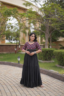 LW 9349 A Cotton Multi Thread Embroidered Work Gown