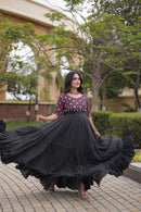 LW 9349 A Cotton Multi Thread Embroidered Work Gown