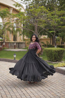 LW 9349 A Cotton Multi Thread Embroidered Work Gown