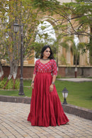 LW 9349 B Cotton Multi Thread Embroidered Work Gown