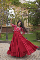 LW 9349 B Cotton Multi Thread Embroidered Work Gown
