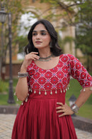 LW 9349 B Cotton Multi Thread Embroidered Work Gown