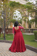LW 9349 B Cotton Multi Thread Embroidered Work Gown