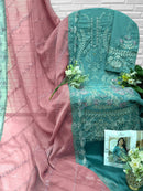Florent 1073 B Dinting Chiffon Heavy Embroidery Work Pakistani Suit