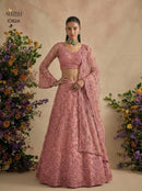 Alizeh 1082 A Dusty Pink Heavy Embroidered Designer Lehenga