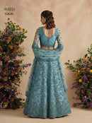 Alizeh 1082 B Teal Blue Heavy Embroidered Designer Lehenga