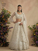 Alizeh 1082 D Ivory White Heavy Embroidered Designer Lehenga